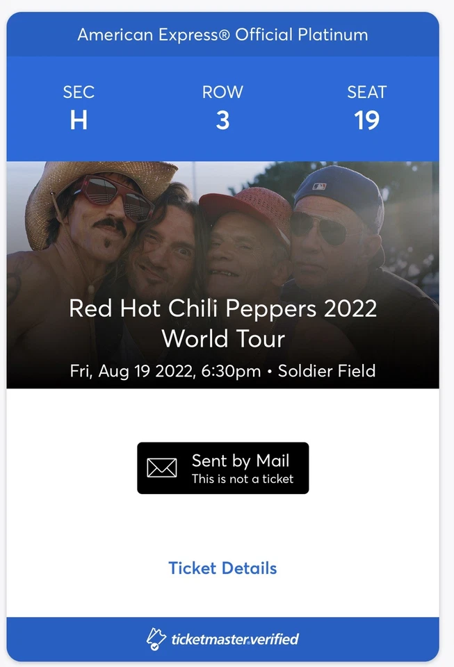 4 Tickets - Red Hot Chili Peppers (Chicago 8/19/22). Section H Row 3. - Image 3 of 4