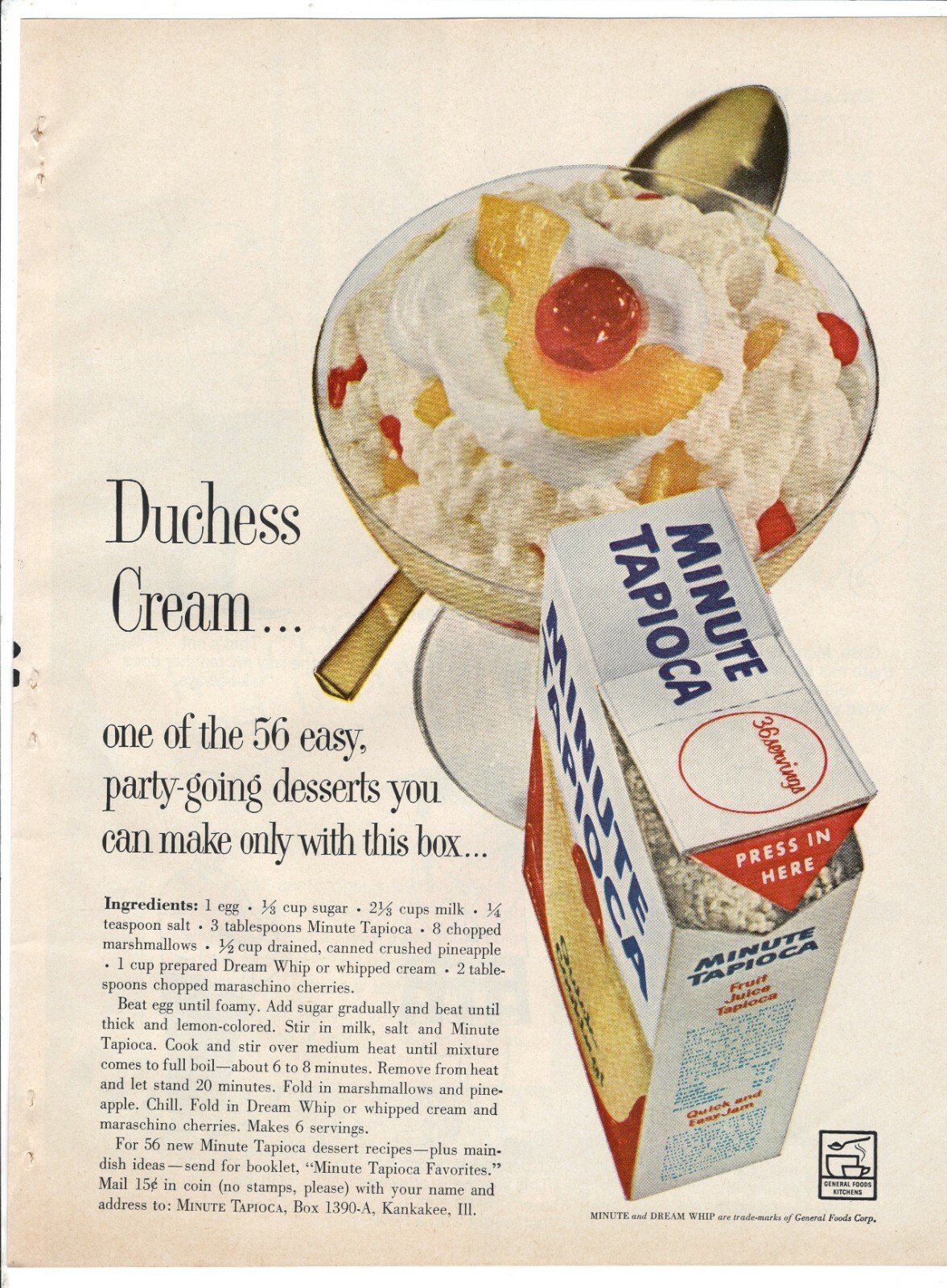 MINUTE TAPIOCA Vintage 1960's 8