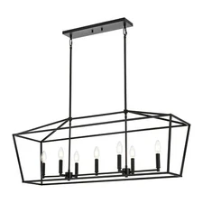 MELUCEE 7-Light Kitchen Island Lighting Black Chandelier Linear Dining Room