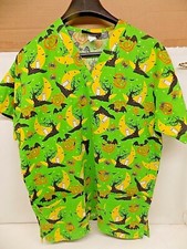 Halloween Scrub Short Sleeves- Ghost, Bats, Spiders Size Small