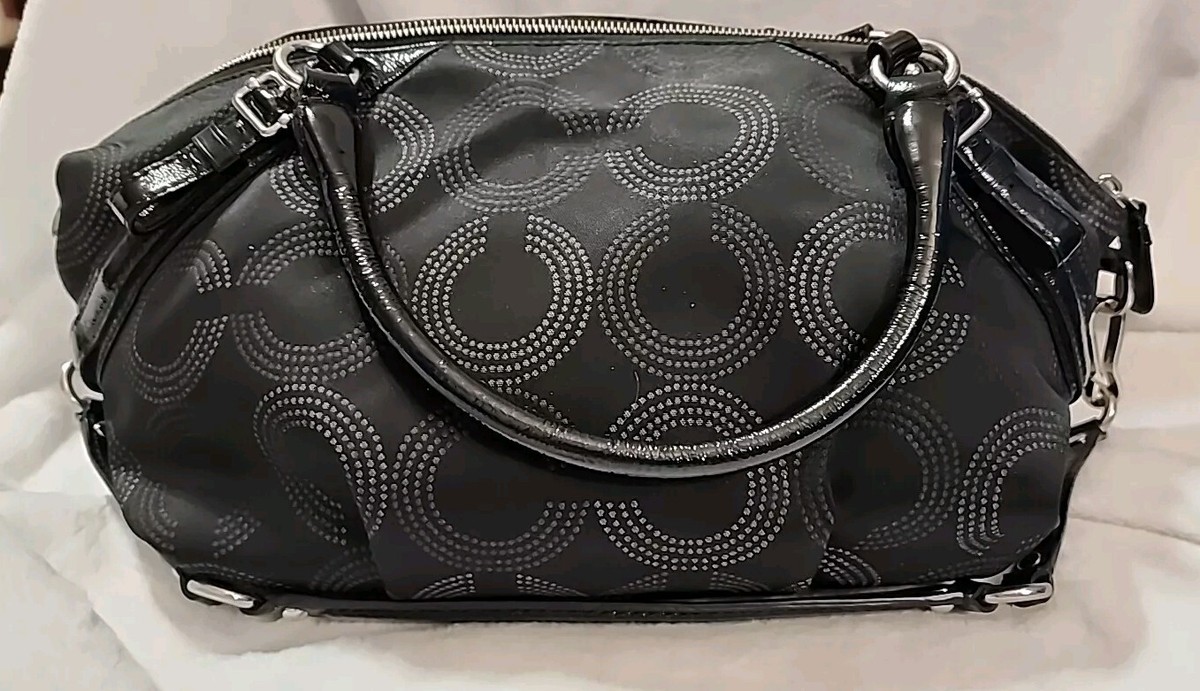 Coach Madison Dotted Op Art Sophia Satchel Shoulder Bag Purse