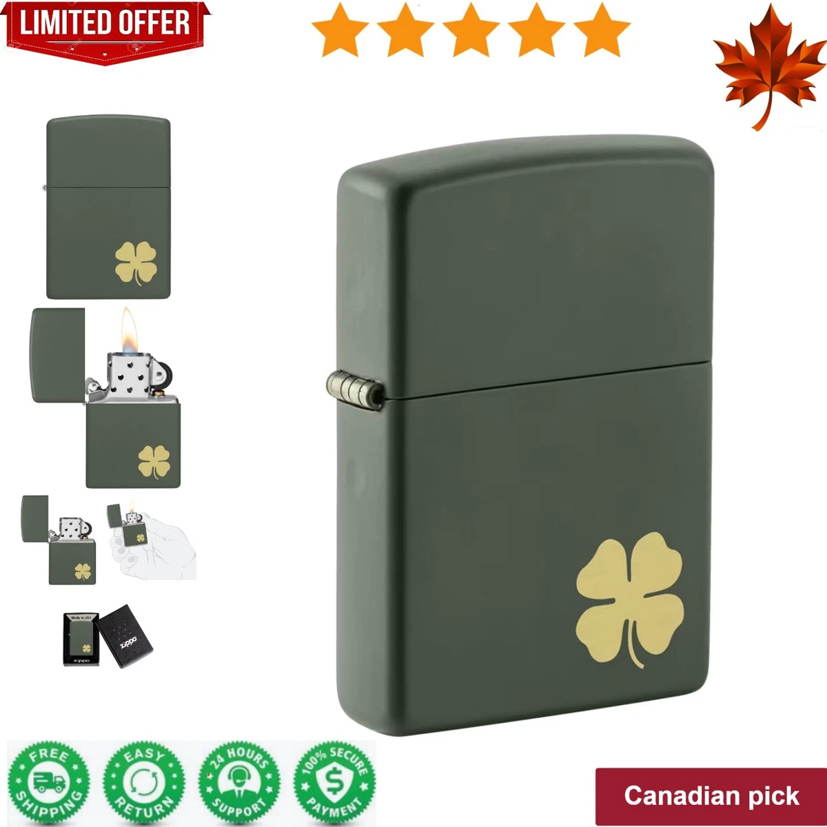 Windproof Lighter Premium Construction Refillable Lifetime Guarantee
