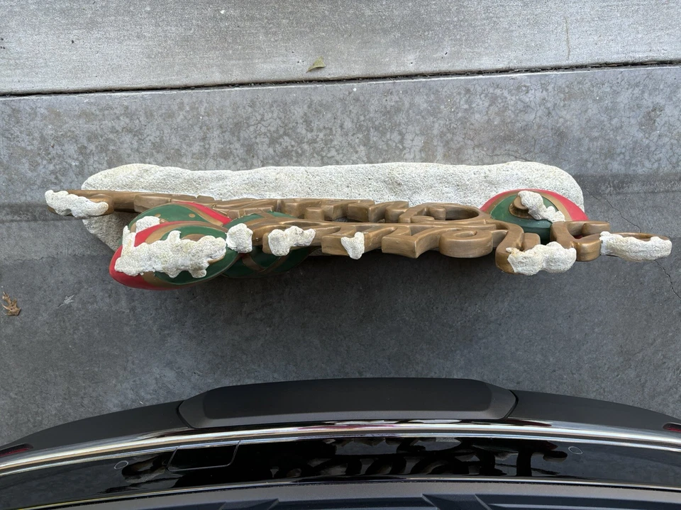 罕见复古部门商店橱窗标志,“圣诞快乐”,56 英寸长/25 英寸高/9 英寸宽,整洁! — 第 3/4 张图片