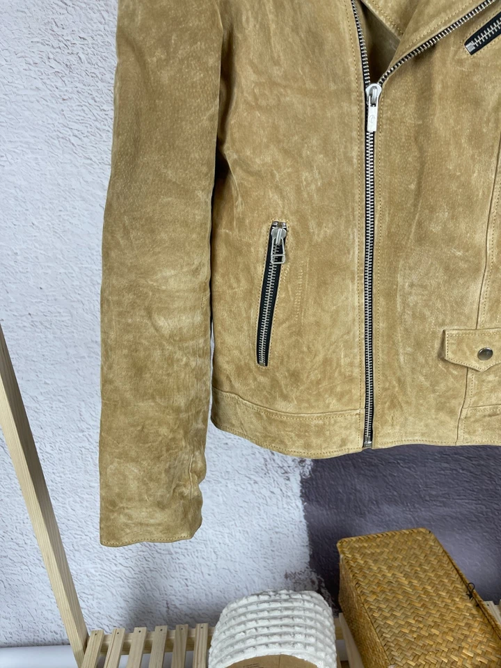 Goosecraft Marrón Simpson JR Gamuza Cuero Moto Chaqueta Foto 4 de 4