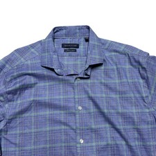 Tommy Hilfiger Shirt Mens XL Blue Plaid The Flex Regular Fit Stretch Button Up