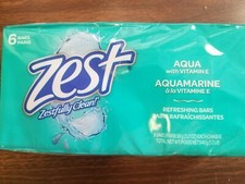 ZEST SOAP BARS 3.2 oz AQUA SCENT REVITALIZING HAND SOAP (SIX BARS) HOME/USA MADE