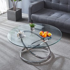 90cm Round Centre Table in Chrome Large Coffee Table & Crisscross Rings Legs