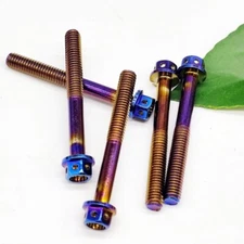 M6 Titanium Plated Motor Flange Screw Bolts Hex Head Hollow 10-60mm