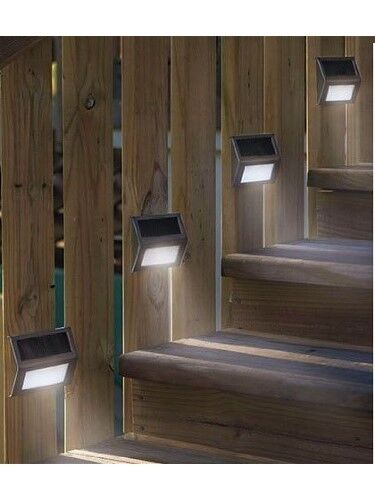 6 New LED Solar Step Lights Patio Deck Staircase Outdoor Walkway Pool Garden - Picture 1 of 4