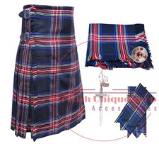 Black Stewart Tartan 8 Yard kilt - Men's Scottish Traditional kilt Custom Size