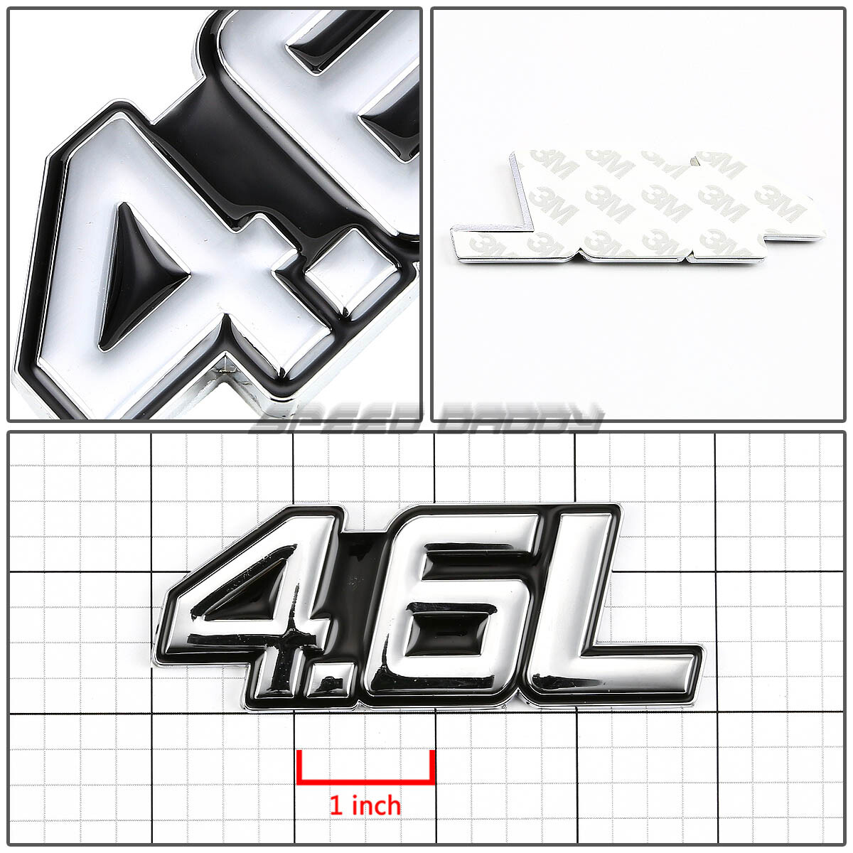 2X METAL BUMPER TRUNK GRILL EMBLEM DECAL STICKER BADGE CHROME BLACK 4.6