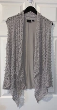 Tribal Loopy Grey Open Drape Vest Size XL
