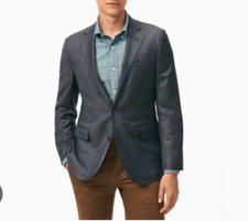 2023 BROOKS BROTHERS Madison Navy Blue Plaid Sport Coat Suit Blazer 40R Wool