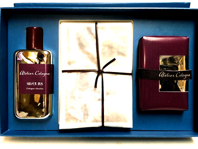 ATELIER Silver Iris 3 PC Set 3.4 oz + Soap+ postcards Samples / France Authentic