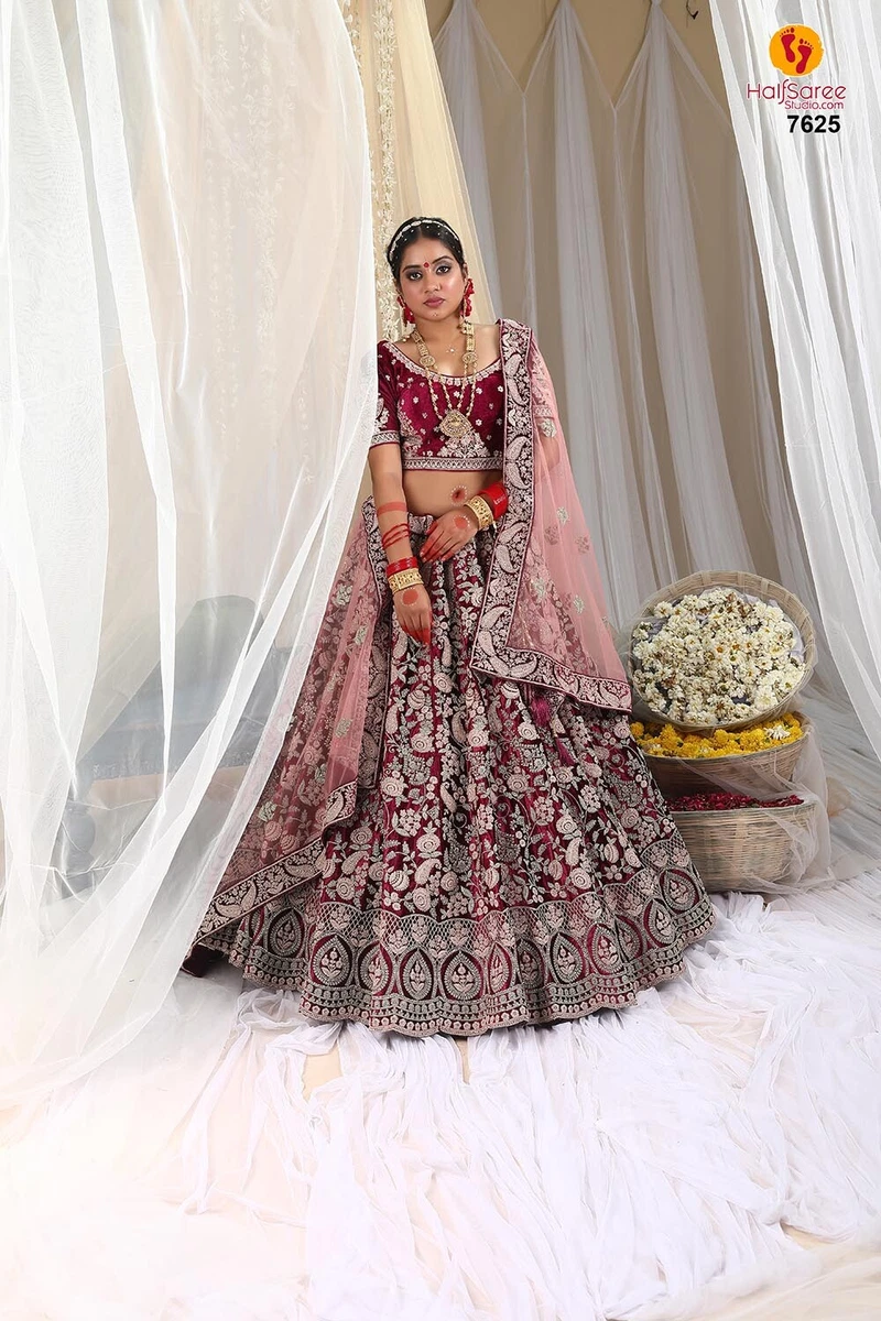 Best purple designer lehenga choli for Book Looks  Latest bridal lehenga,  Wedding lehenga designs, Half saree lehenga