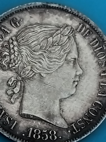 EMIBOR -A-1-5. 1858.MADRID. 4 REALES PLATA DE ISABEL II. SC-. MUY BELLA - Imagen 2 de 4