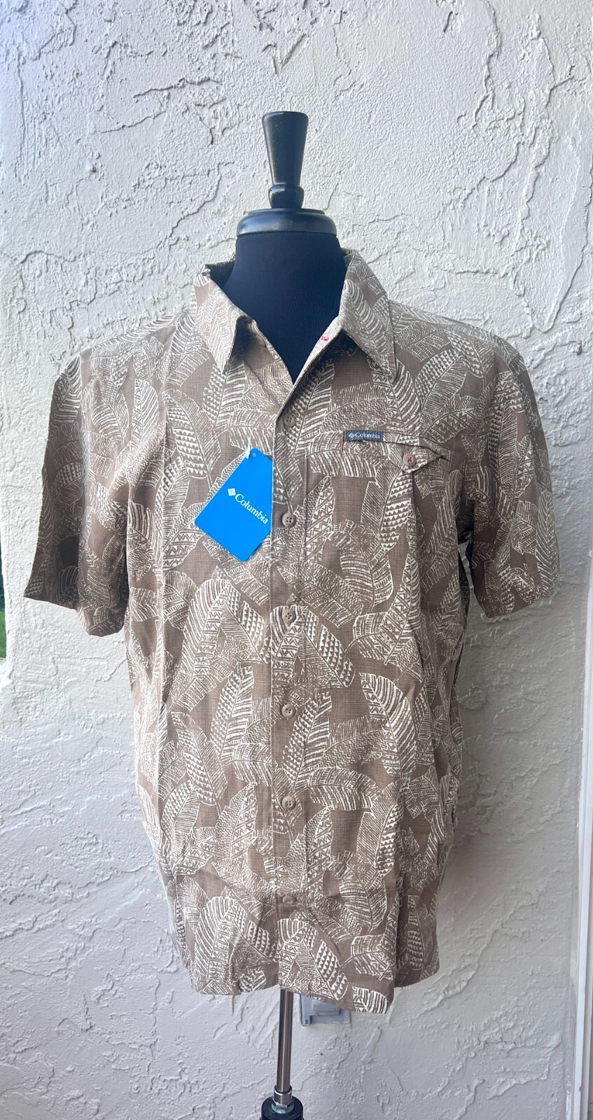 Columbia Men's Lakeside Trail SS Shirt Delta Rad Palms Print Size Large NWT