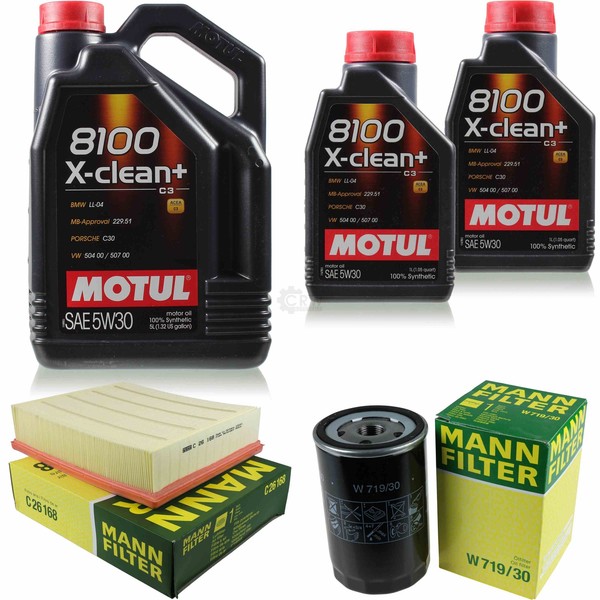 Mann Inspektionspaket 7L Motul 8100 X-Clean+ 5W-30 FüR Audi A4 1.6 1.8 VW Passat-image
