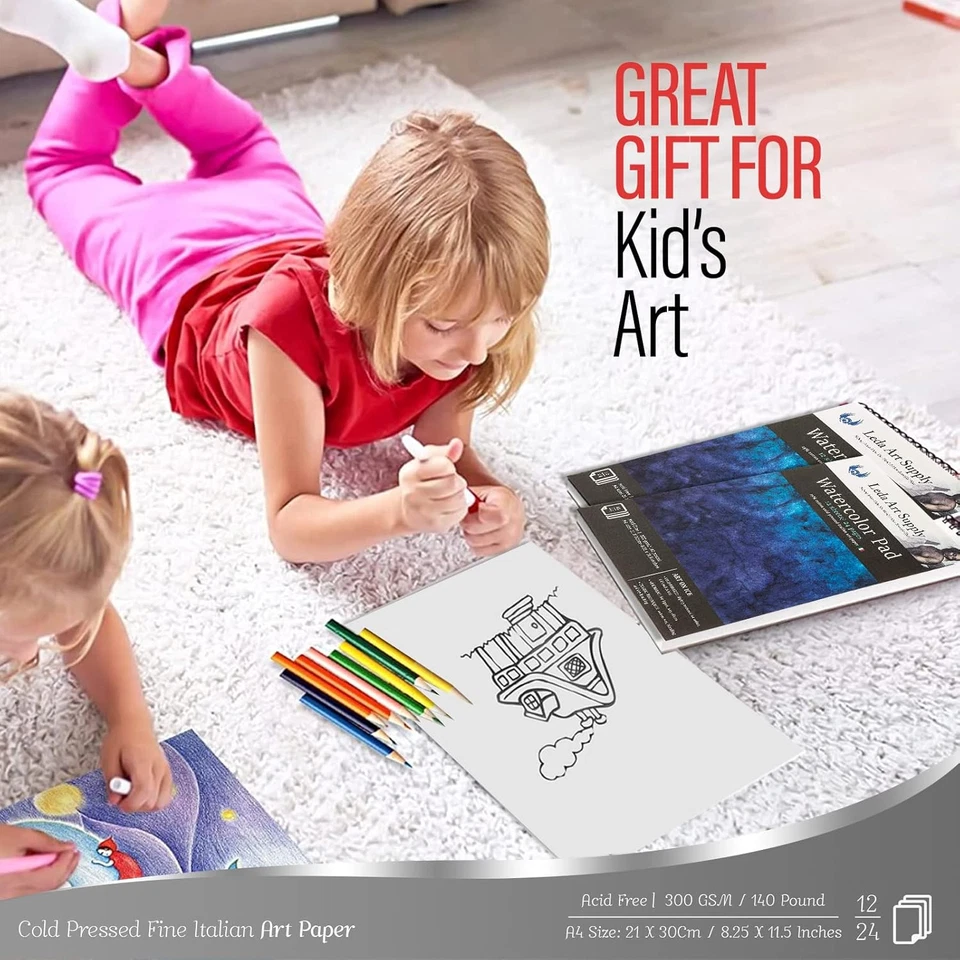 Cuaderno de bocetos Leda Art Supply acuarela, almohadilla A4 prensa fría acuarela 140 lb, Ske Foto 2 de 4