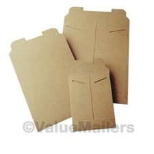 100 - 9.75x12.25 Kraft Rigid Photo Mailers Tab Locking Stay Flat Stayflats