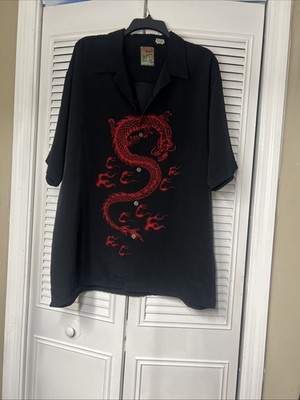 Vintage pineapple connection, Men s Camp Shirt, black /red fiery dragon XL XT