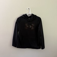 Under Armour Girls Sweatshirt XL Black Hooded Sparkle School Sports Gym Fall M6