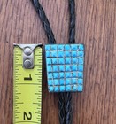 Vintage Zuni 42-Stone Turquoise Channel Inlay Sterling Silver Bolo Tie Beautiful — photo 10
