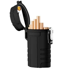Waterproof Cigarette Case with Lighter, Full Pack 20 Regular Holder Electric ...