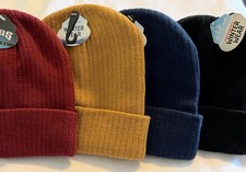 4 Pack Rib Knit Cuffed Beanie Blue Black Maroon Mustard Winter Warm Soft Unisex