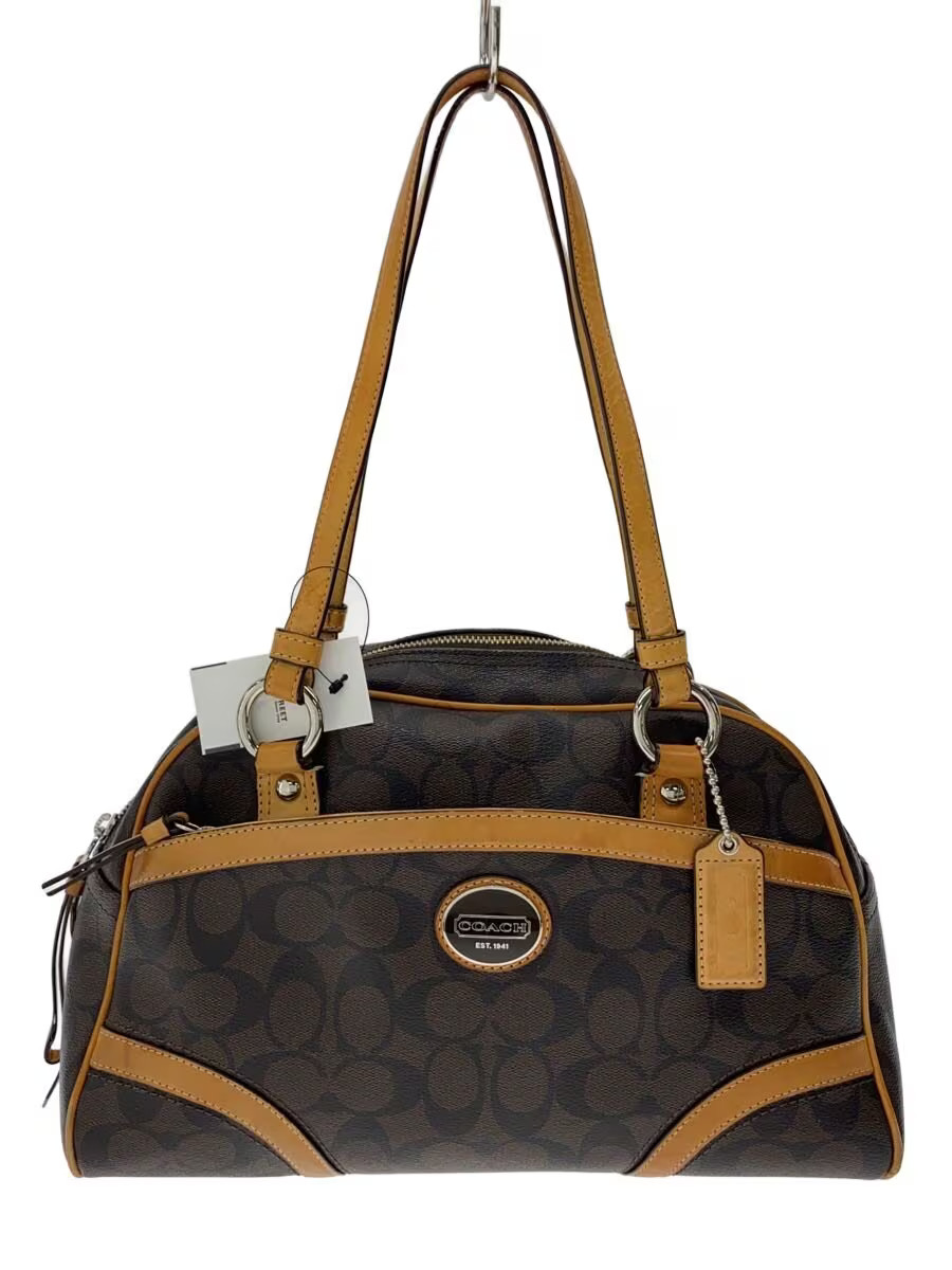 COACH Signature Handbag in Beige Leather (Brown)