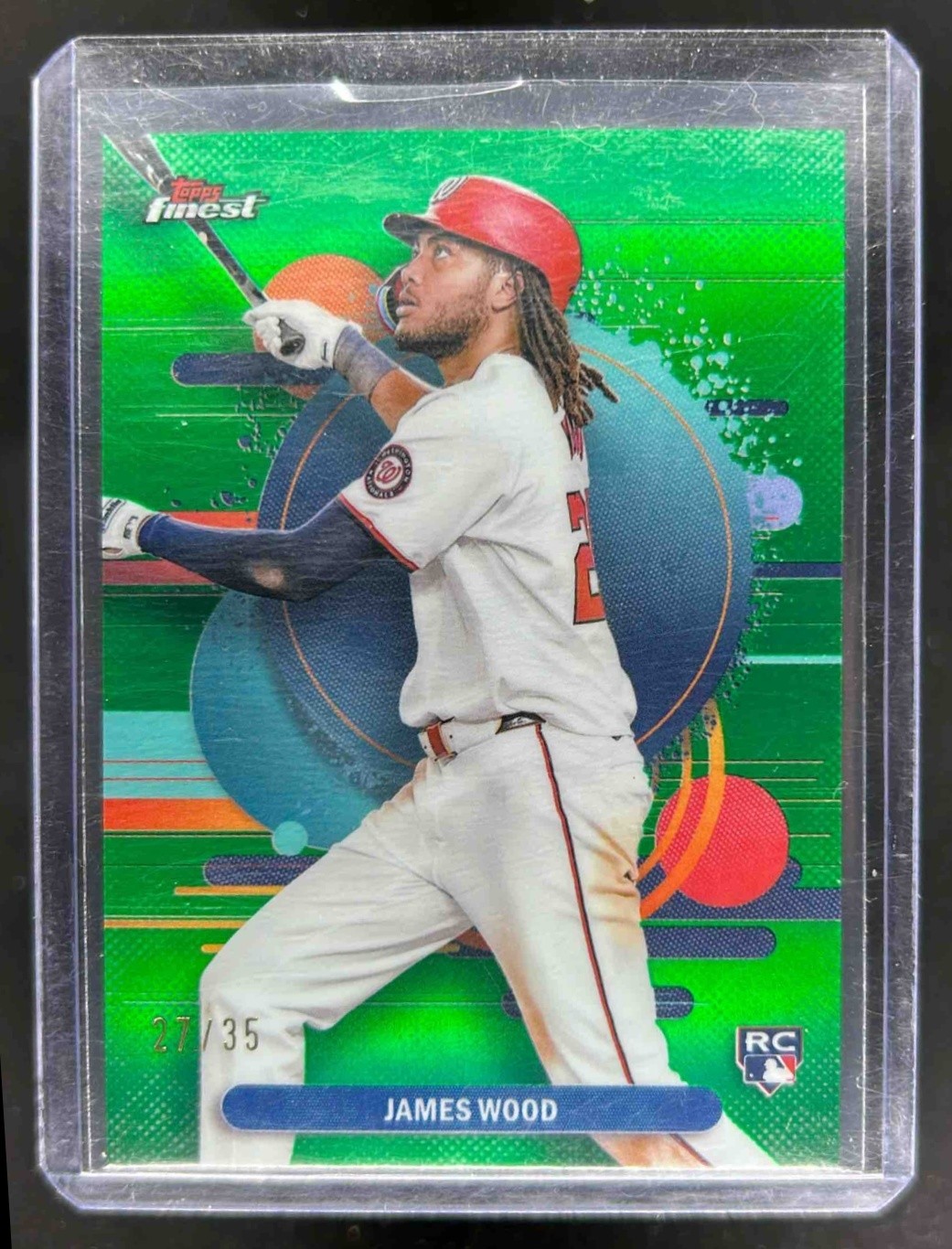 2025 Finest James Wood Uncommon RC Green Refractor Rookie #27/35 Nationals