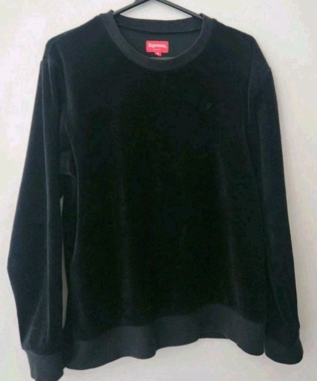 FW17 Supreme Velour Warm Up Pant + Crewneck Set black size S small & M Medium thumbnail 3