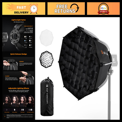 15.7'' Octagonal Softbox Mini Bowens Mount - Quick Folding, Diffusers & Grid Incl
