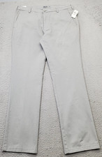 IZOD Saltwater Chino Pants Mens 32x32 Gray Easy Care Stretch Flat Front Straight