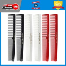 Allegro Combs 420 Barber Comb Set 6 Piece Hair Cutting and Styling Kit Black Red