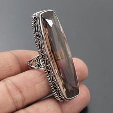 Smoky Quartz Gemstone 925 Sterling Silver Handmade Ring Jewelry Gift For Love
