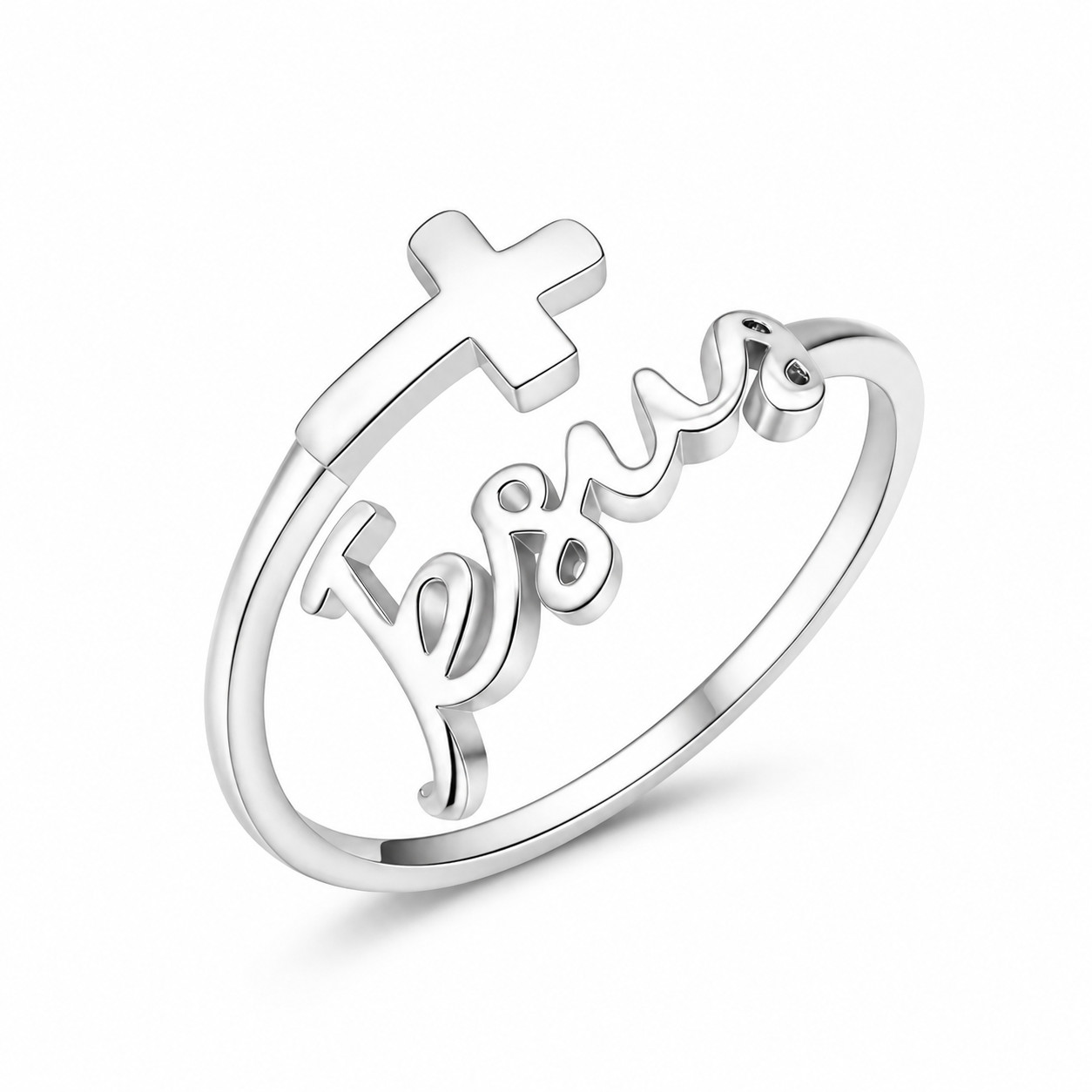 Jesus Cross Ring Adjustable Christian Faith Religious Jewelry  Men Women Gift