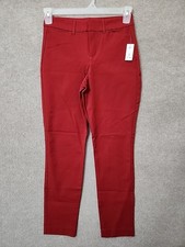 Old Navy High Rise Pixie Skinny Ankle Pants Womens 2 Cordovan Red Stretch NEW