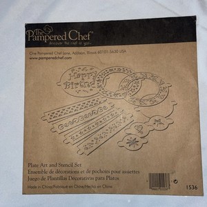 RETIRED The Pampered Chef Plate Art and Stencil Set #1536 NOS NIB
