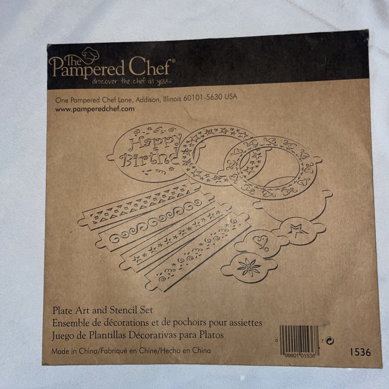 RETIRED The Pampered Chef Plate Art and Stencil Set #1536 NOS NIB