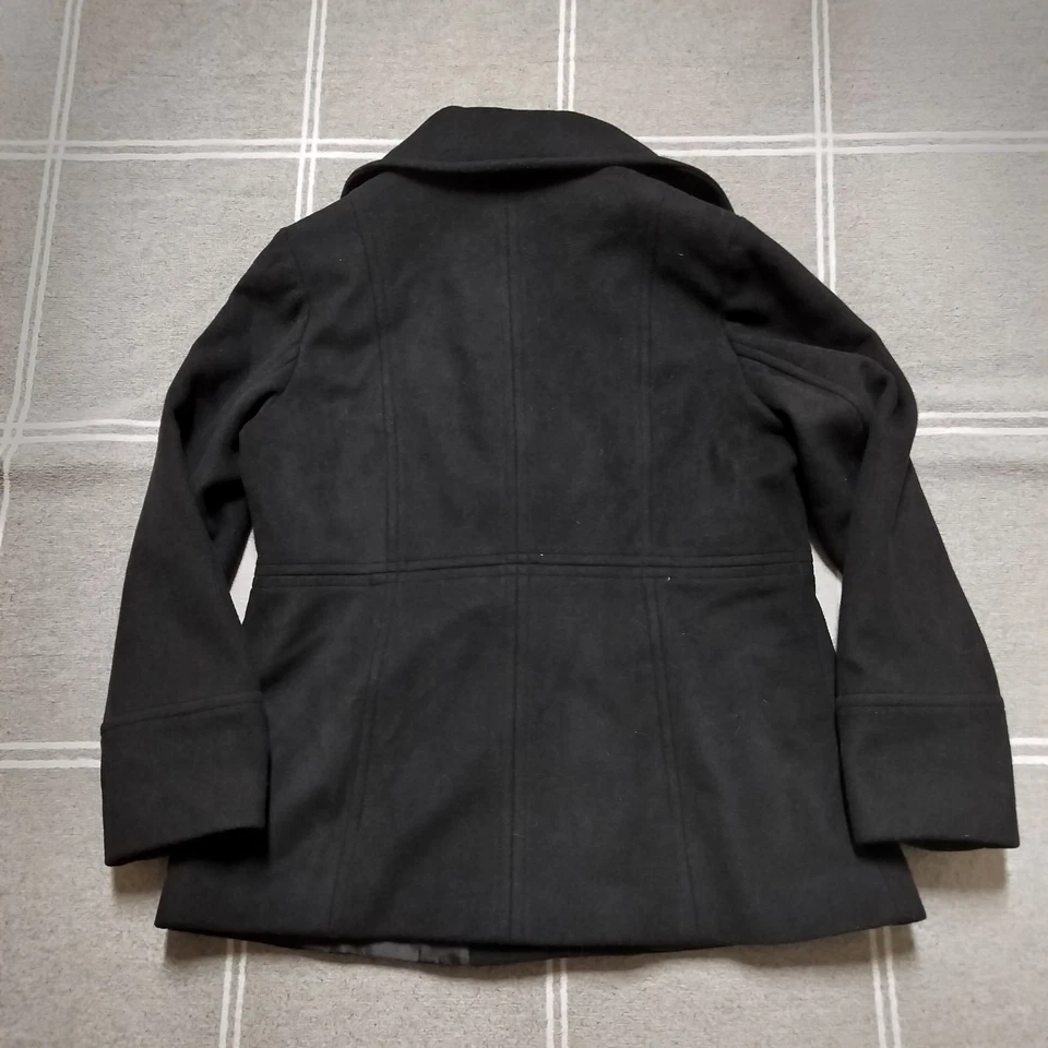 London Fog женщин миниатюрный большой черный двубортный шерстяная смесь с подкладкой Peacoat - Изображение 3 из 4