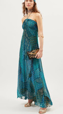 Brand new RIXO SAMIRA Chiffon Maxi Dress Gown Ibiza Night Teal Sz 8 RRP £525