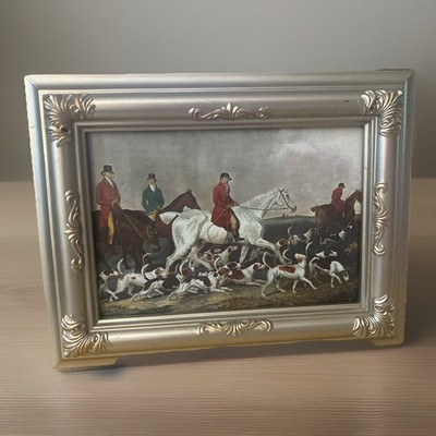 RICHARD WOODMAN ''THE EARL OF DERBY'S STAG HOUNDS '' Print In 9x7 Silver Frame