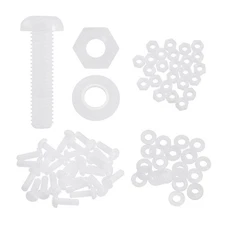 25 Set M5x20mm Nylon Round Head Bolts Hex Nuts Washer Combination Kit, White