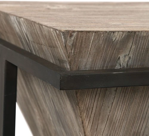 Uttermost 24864 Bertrand 18-1/4"L Iron and Fir Wood Accent Table - Bronze - Picture 3 of 4