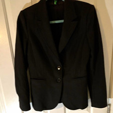 Benetton Black Pinstripe Two-Button Blazer EU 42 Regular Fit Pockets