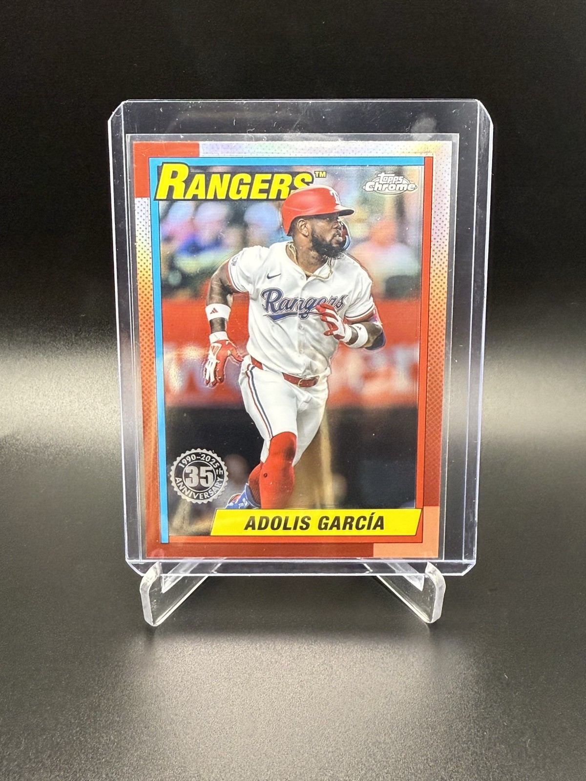 2025 Topps Chrome Adolis Garcia 35th Anniversary Refractor Texas Rangers #90CB4