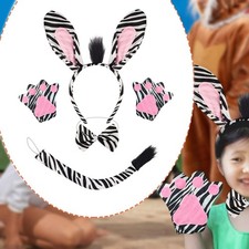 Zebra Ears and Tail Set Kids Adults Animal Costume Set for Christmas Dress up