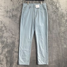 New American Eagle Super High Rise Faux Leather Straight Pants Womens 4 Blue