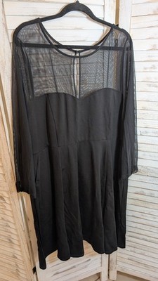 NWT TORRID Black Premium Ponte Mesh Illusion Neck Above The-Knee Dress* Women 26